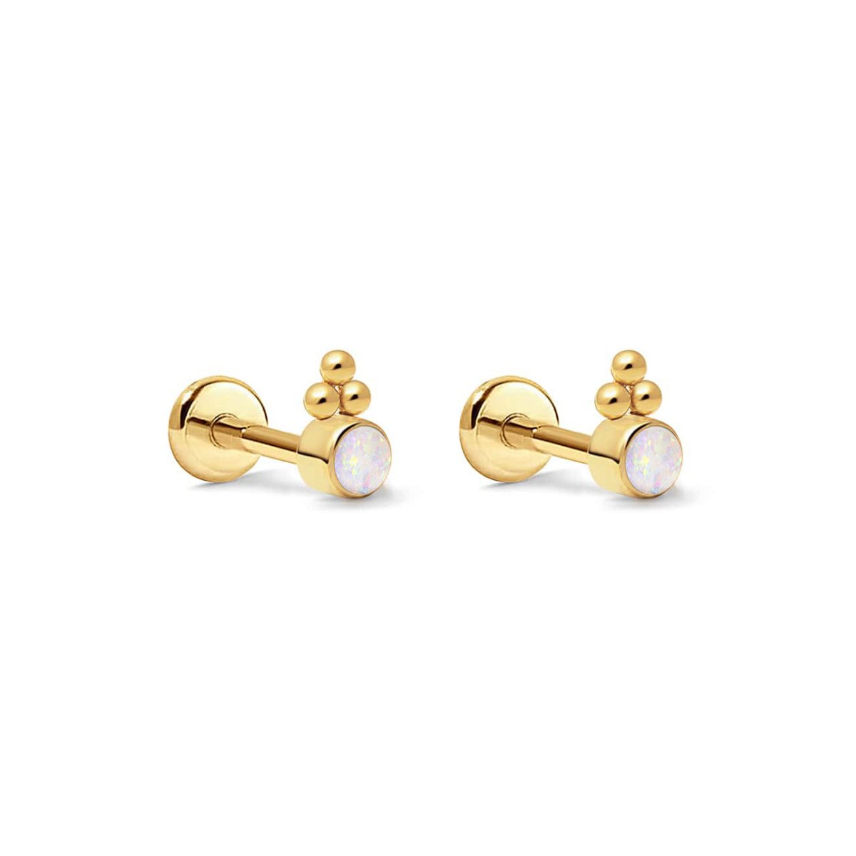 Cluster Opal Flat Back Studs White Opal