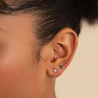 Tiny Butterfly Flor Studs Set Emerald