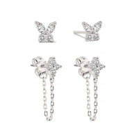 Tiny Butterfly Flor Studs Set