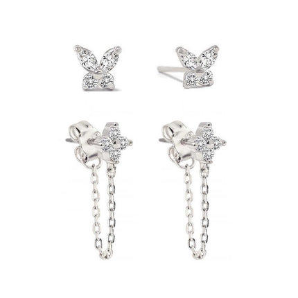 Tiny Butterfly Flor Studs Set