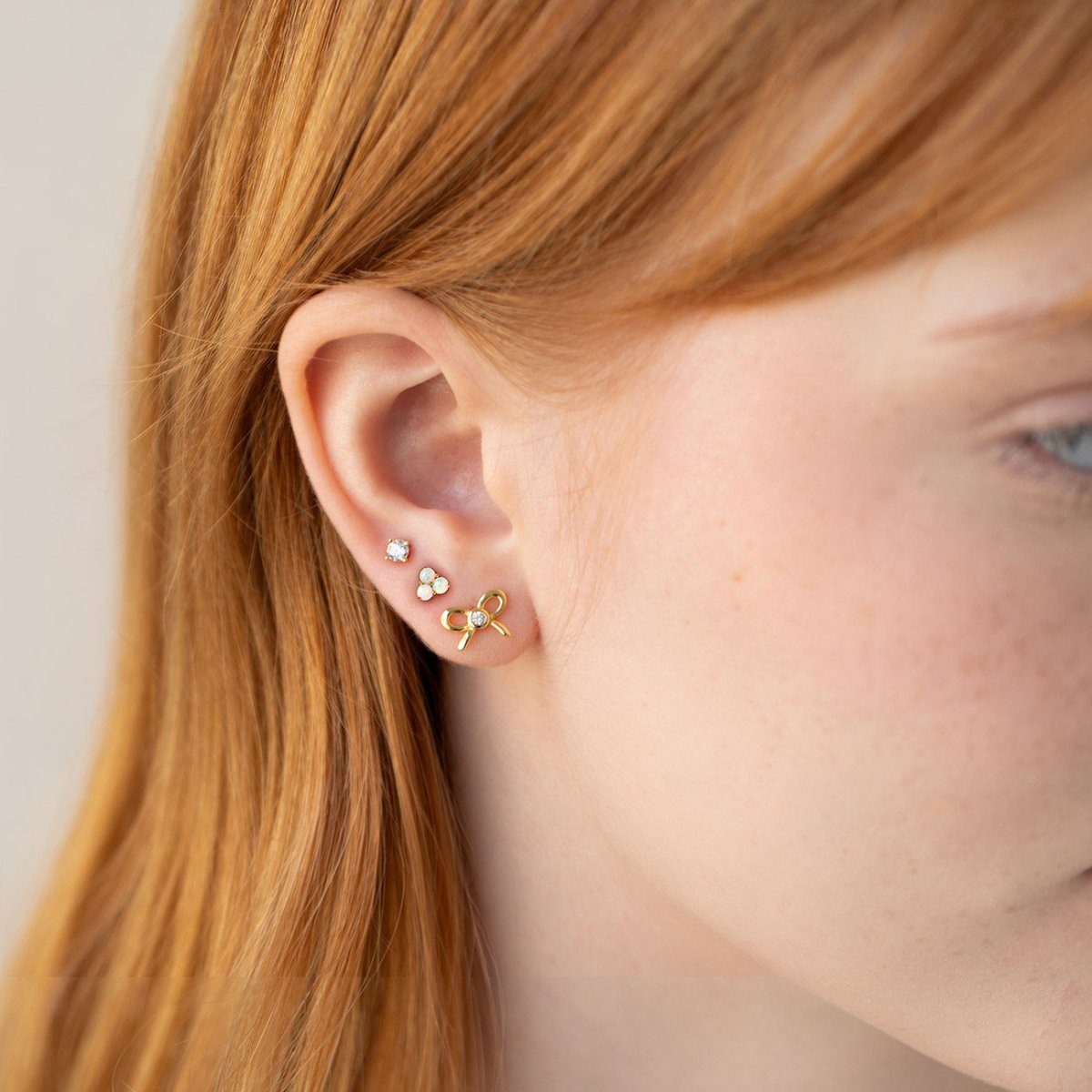 Bezel Crystal Bow Studs