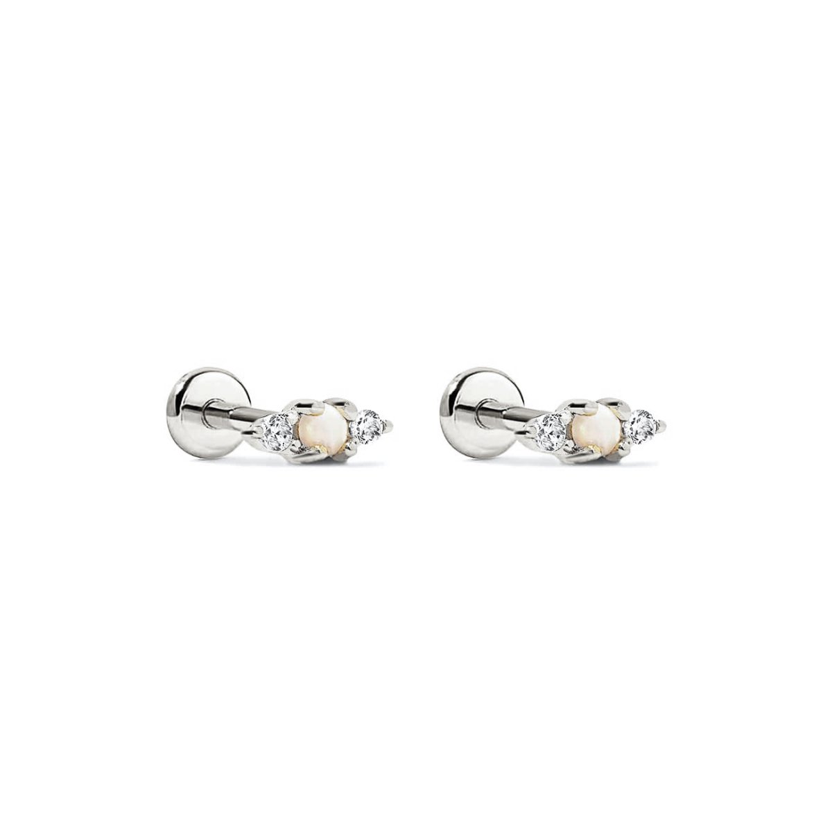 Tiny Trio Flat Back Studs White Opal