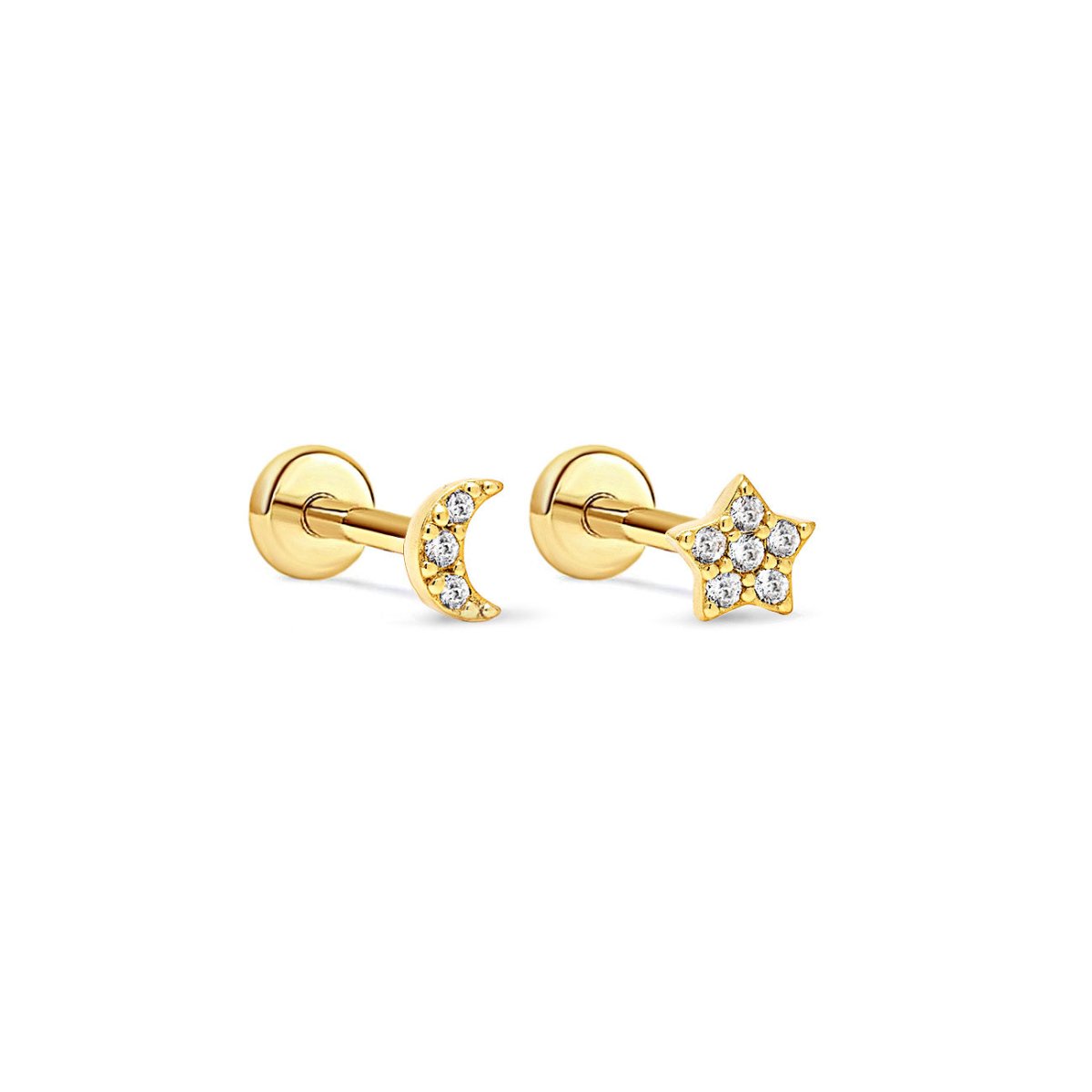 Micro Moon+Star Flat Back Studs