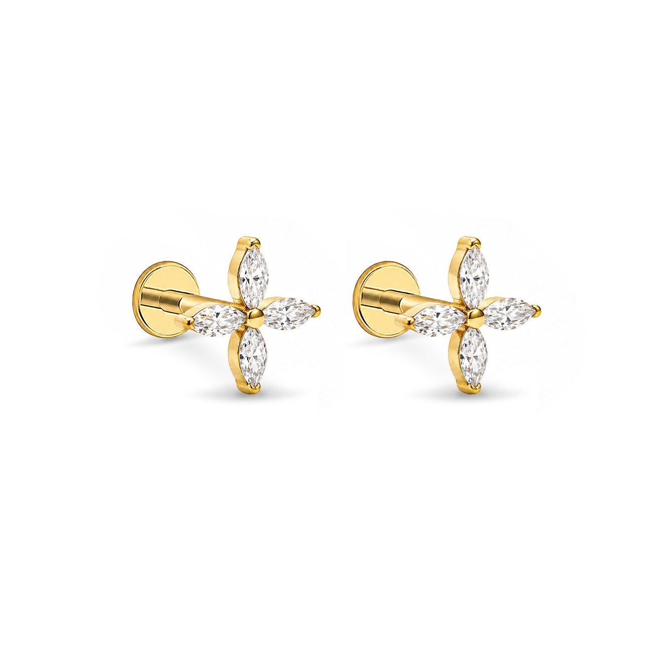 Crystal Fleur Flat Back Earrings
