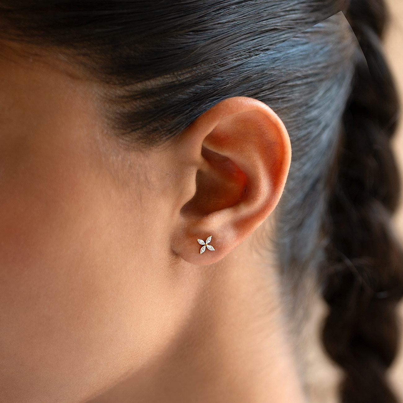 Crystal Fleur Flat Back Earrings