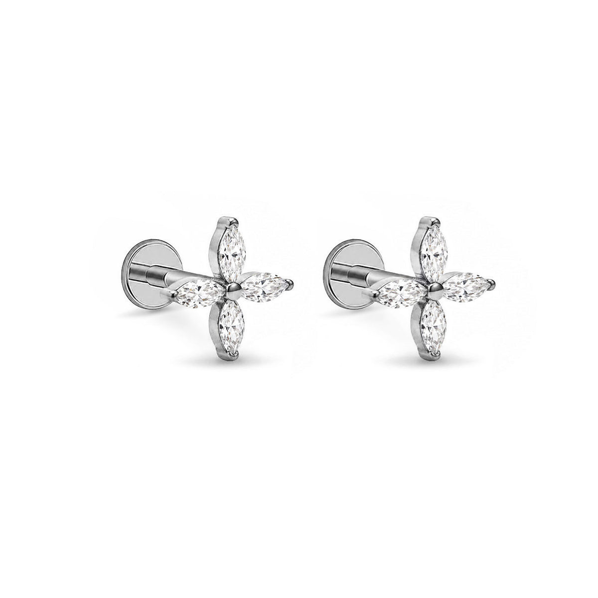 Crystal Fleur Flat Back Earrings