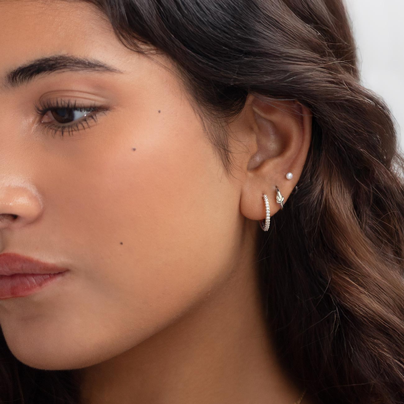 Thin Pavé Small Hoops