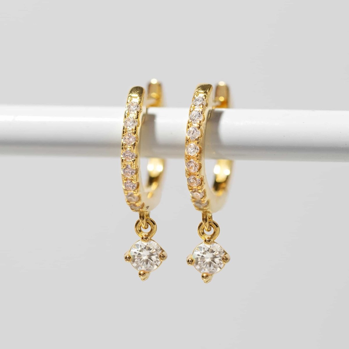 Tiny Gemstone Pavé Huggies White Zirconia