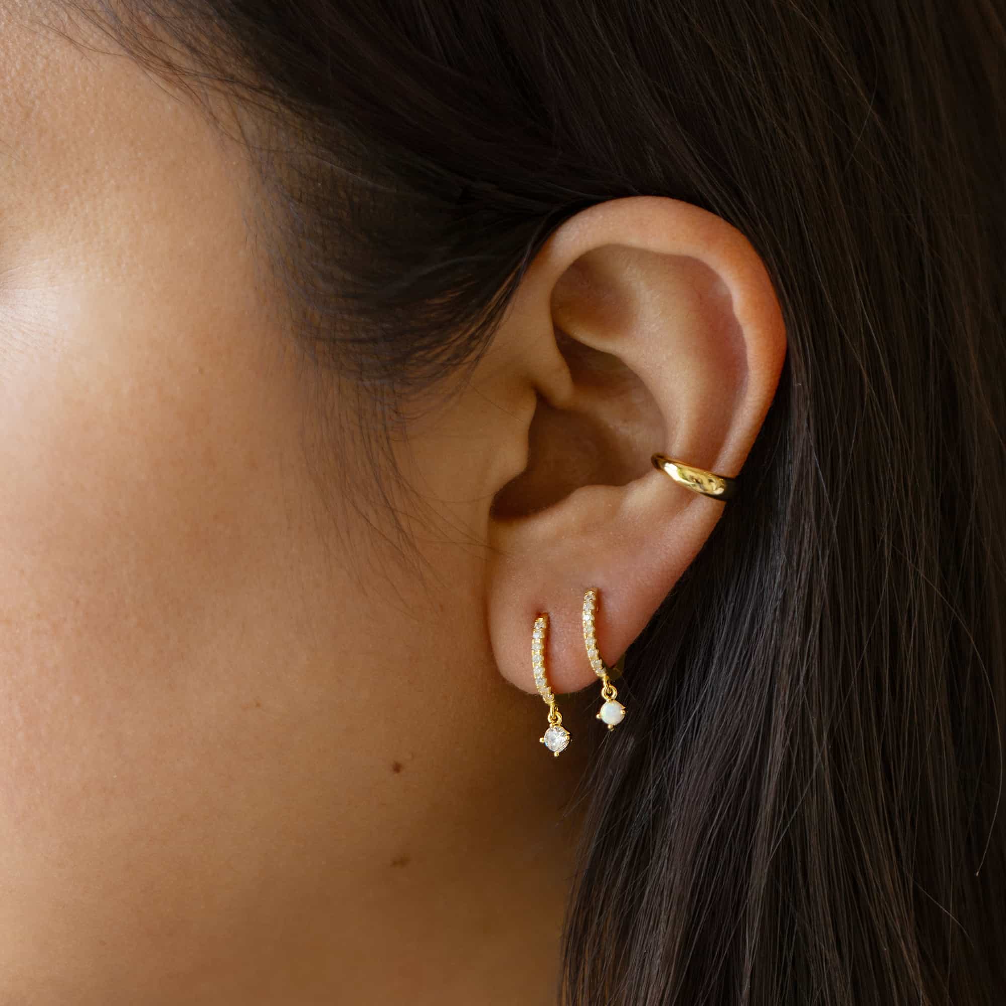 Tiny Gemstone Pavé Huggies White Zirconia