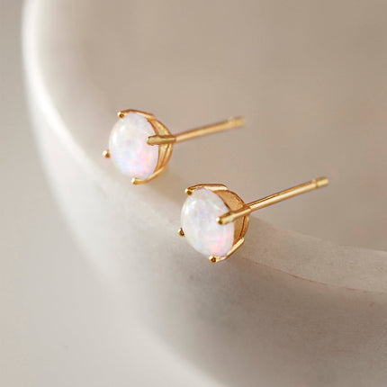 Solitaire Opal Stud Earrings