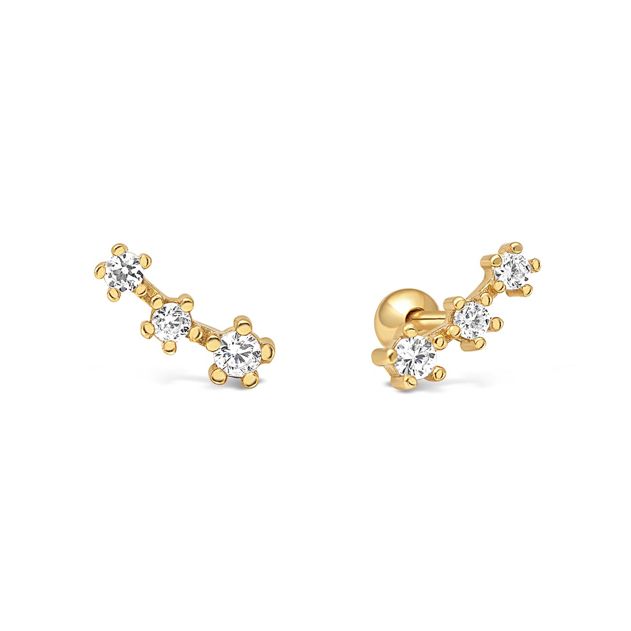 Dainty Pavé Curved Bar Studs