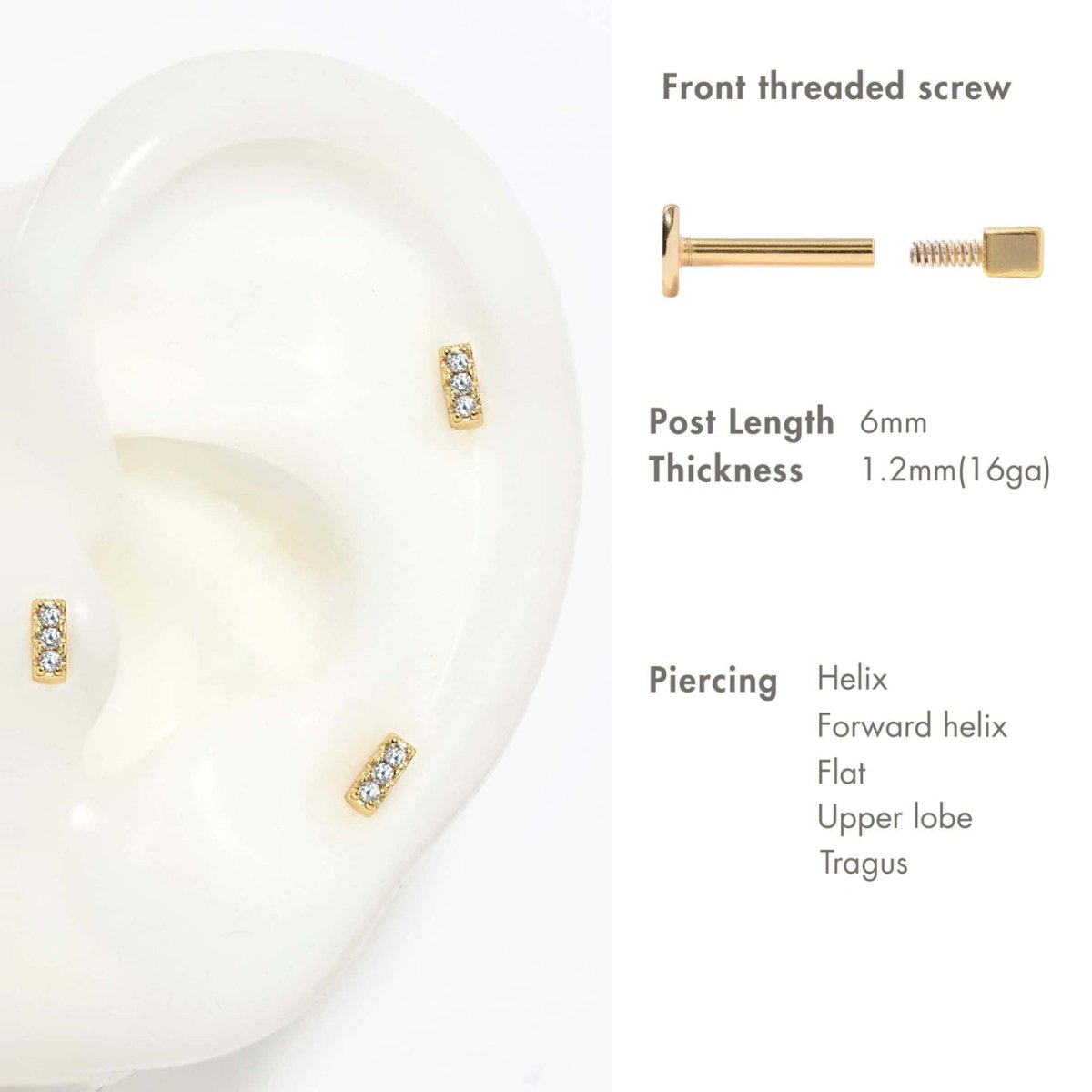 Tiny Pavé Bar Flat Back Studs