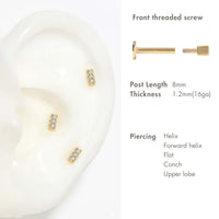 Tiny Pavé Bar Flat Back Studs