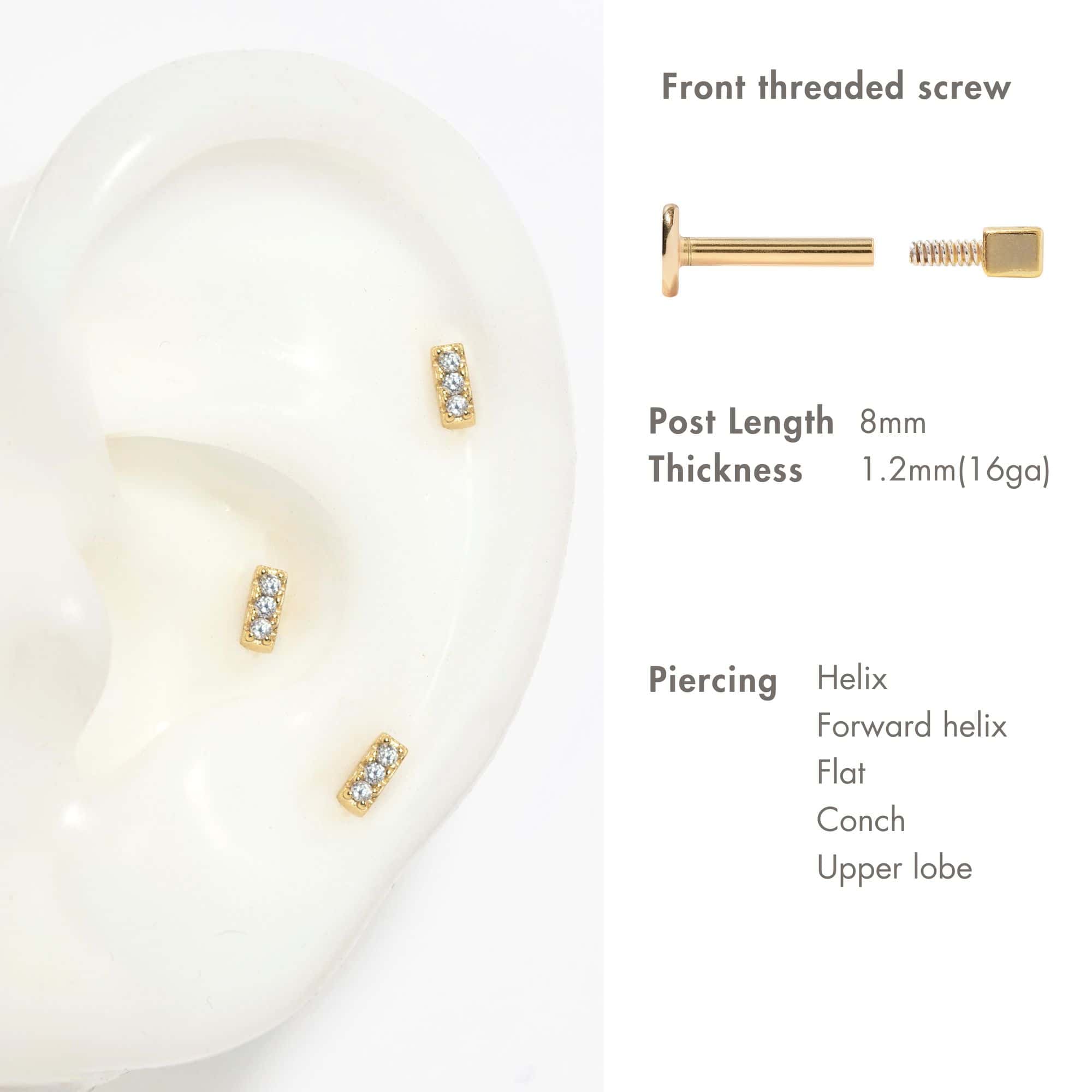 Tiny Pavé Bar Flat Back Studs