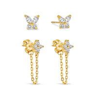 Tiny Butterfly Flor Studs Set