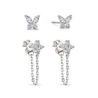 Tiny Butterfly Flor Studs Set