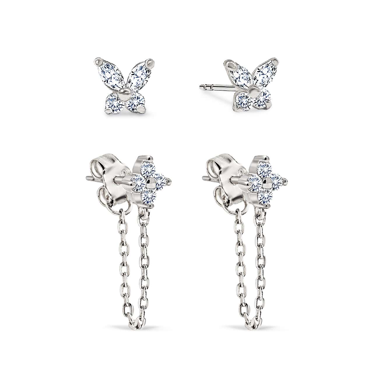 Tiny Butterfly Flor Studs Set