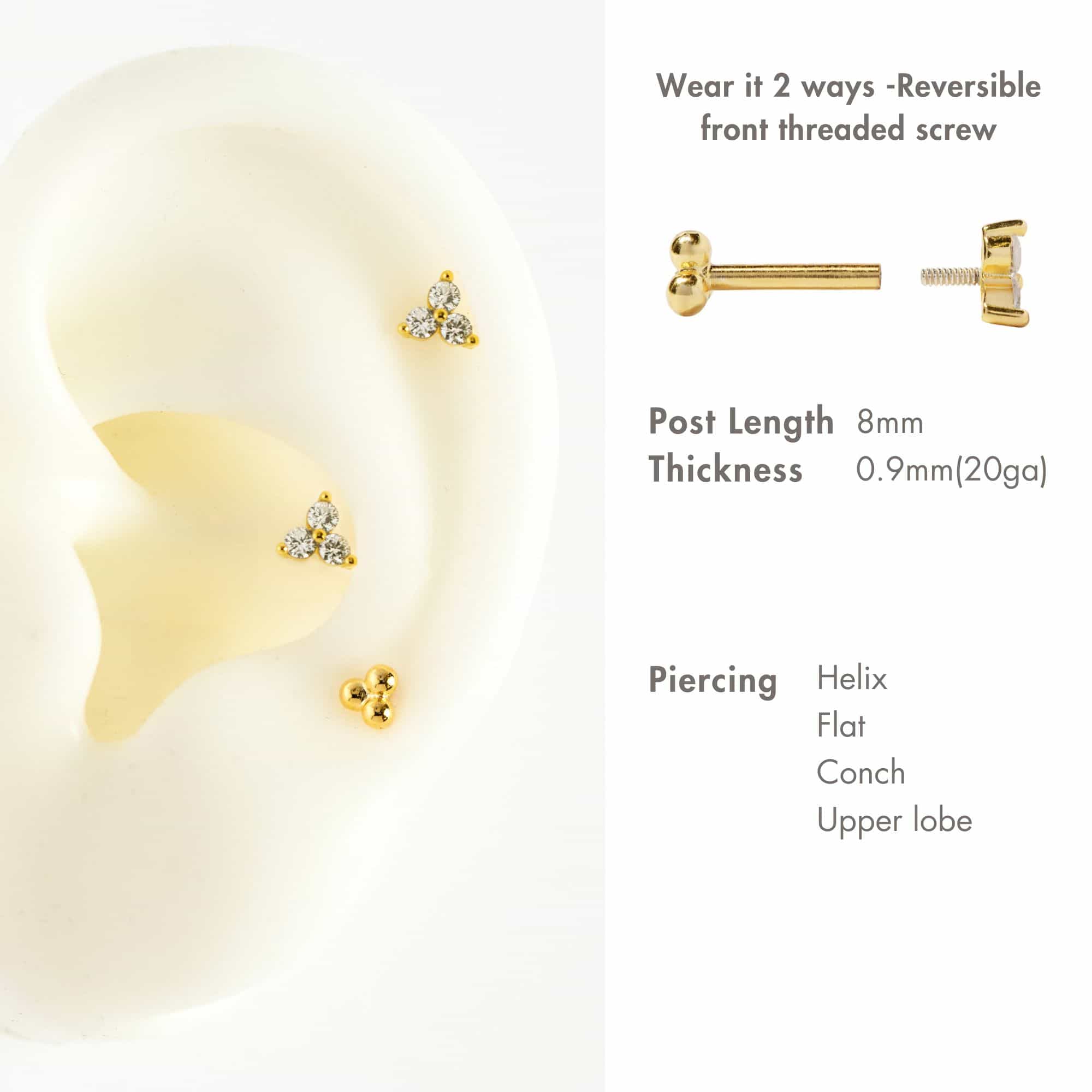 Trinity Beads + Gemstone Flat Back Studs