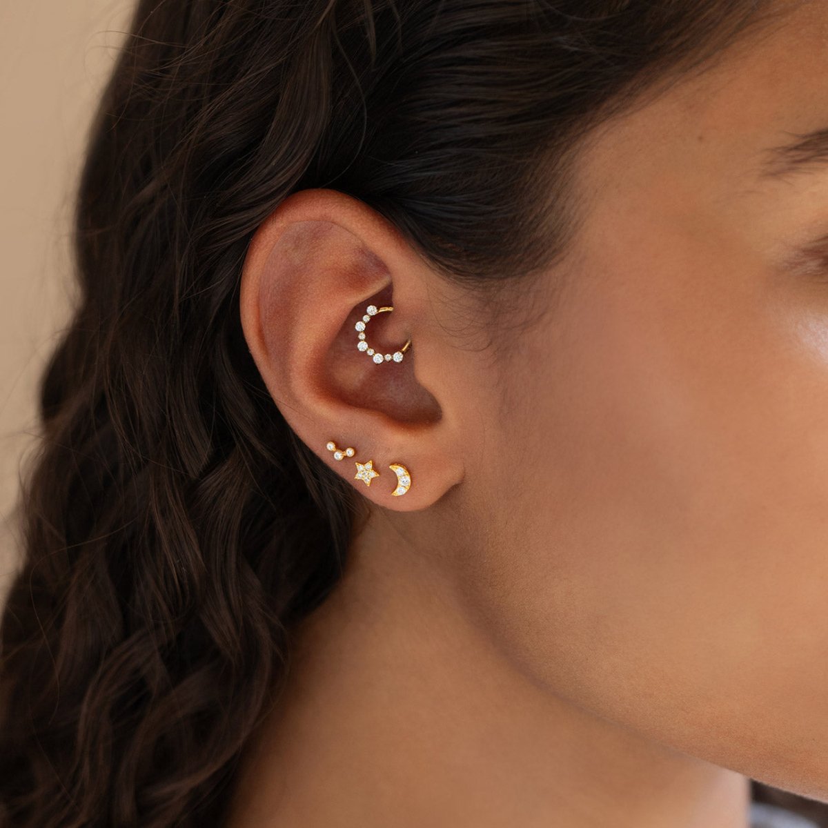 Micro Curved Trio Bezel Flat Back Stud