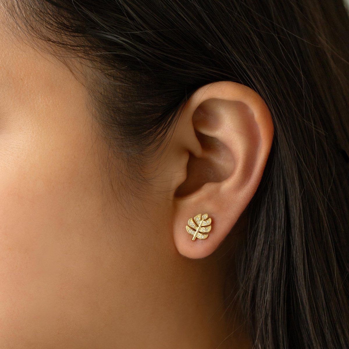 Monstera Pavé Studs