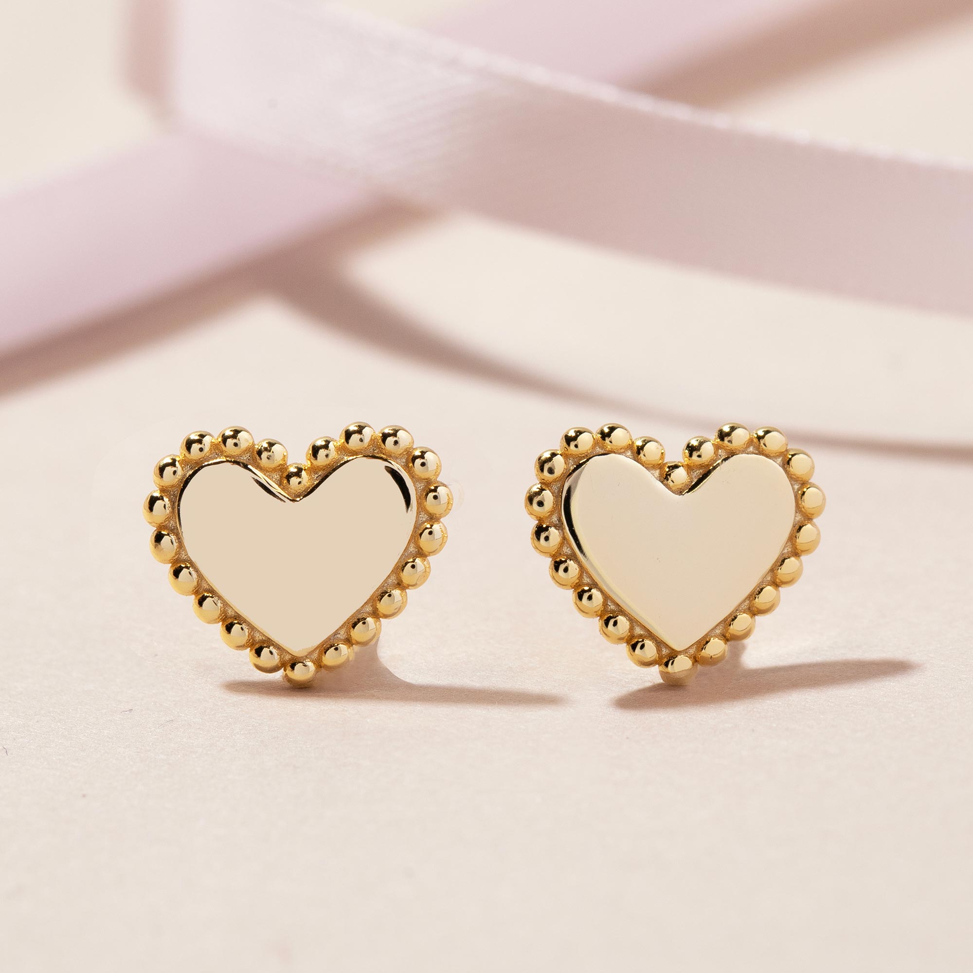 Bold Heart Beaded Studs