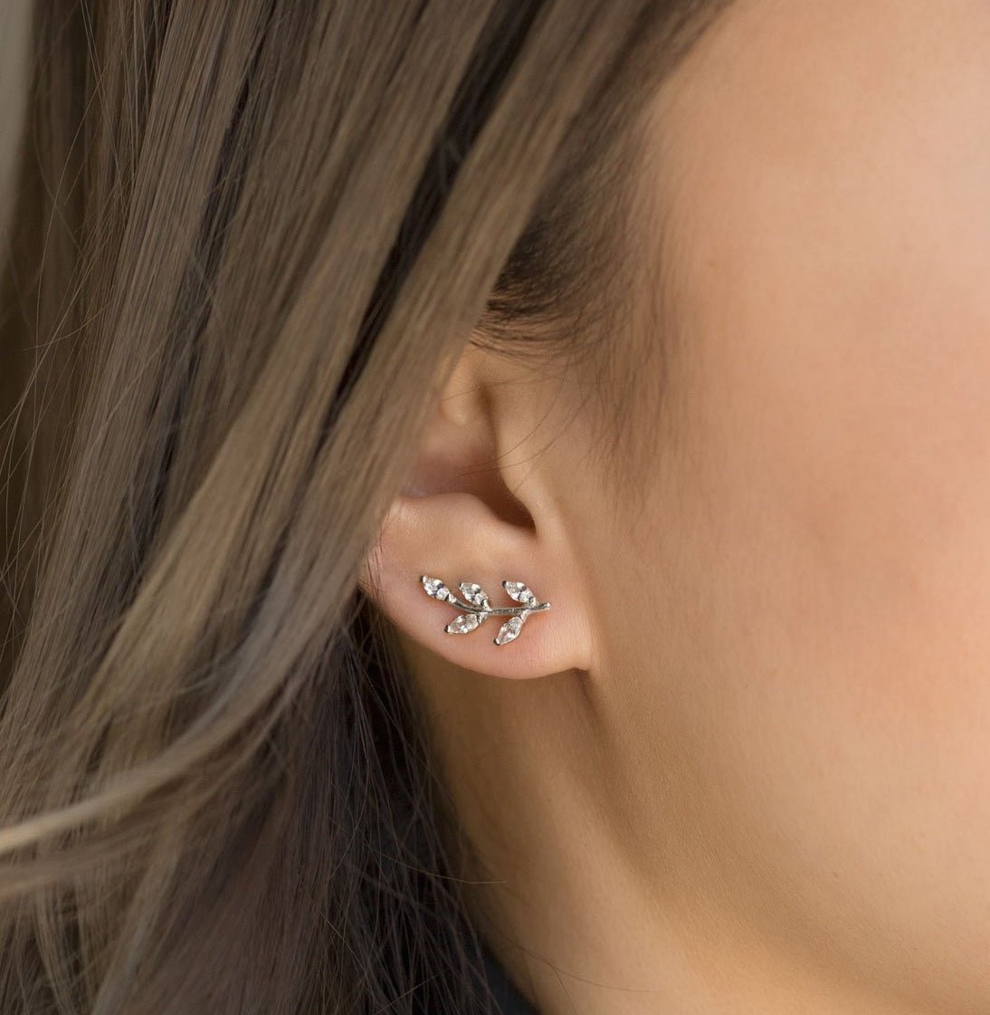 Crystal Leaf Ear Climbers