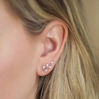 Crystal Leaf Ear Climbers, Earrings - AMY O. Jewelry