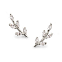 Crystal Leaf Ear Climbers, Earrings - AMY O. Jewelry