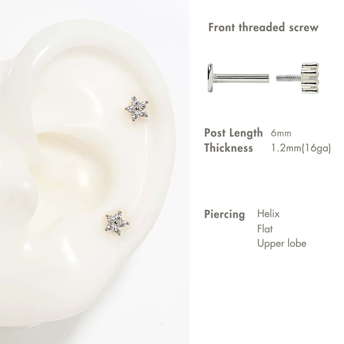 Crystal Flower Flat Back Stud