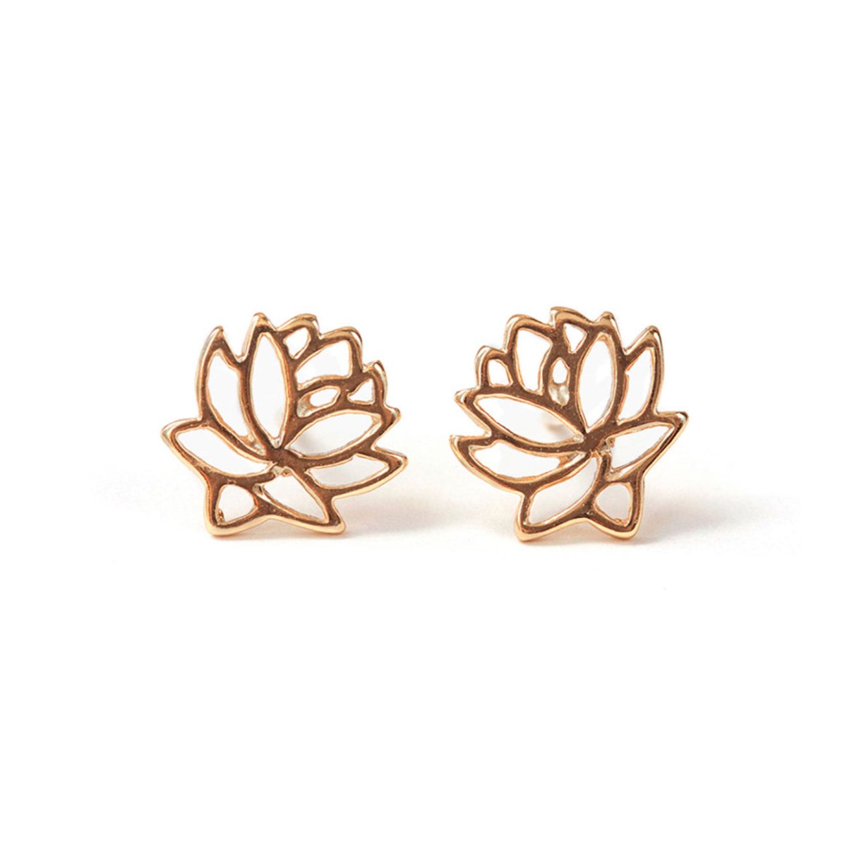 Rose Gold Lotus Stud Earrings