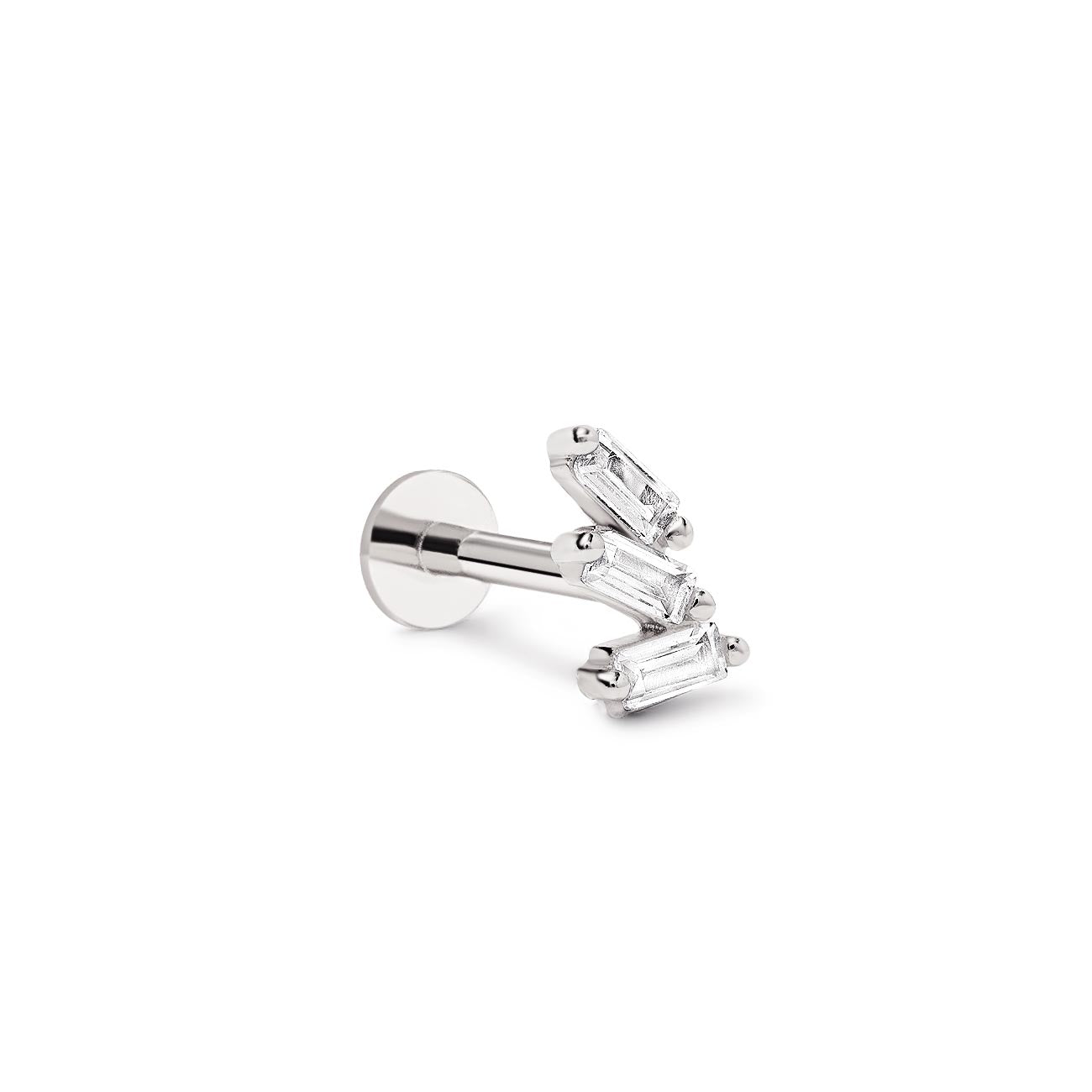 Tri Baguette Flat Back Stud