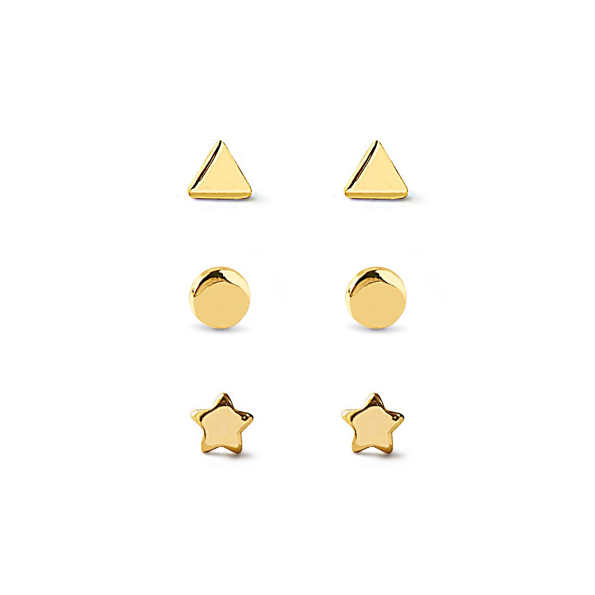 Tiny Star Circle Triangle Studs Set
