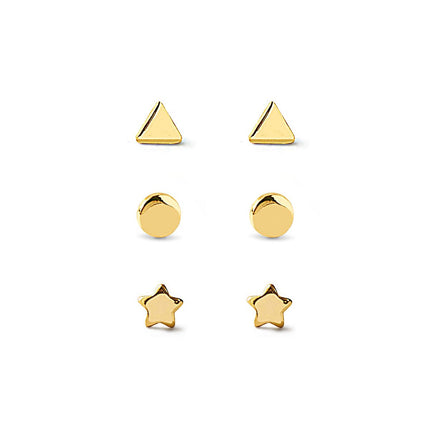 Tiny Star Circle Triangle Studs Set