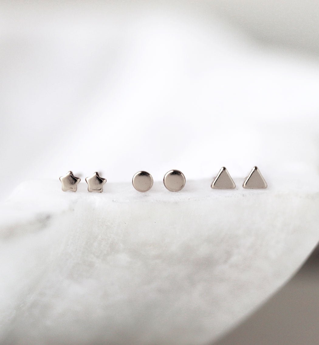 Tiny Star Circle Triangle Studs Set