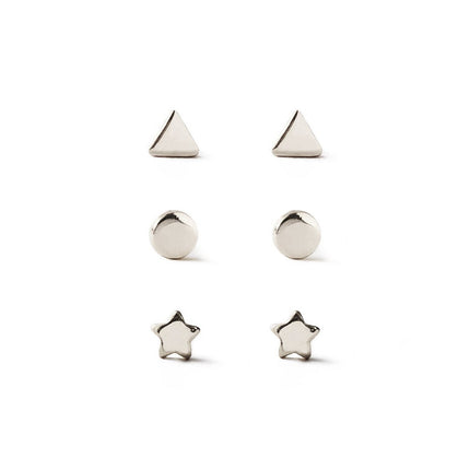 Tiny Star Circle Triangle Studs Set