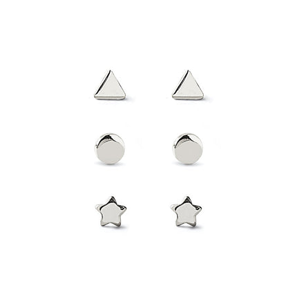 Tiny Star Circle Triangle Studs Set