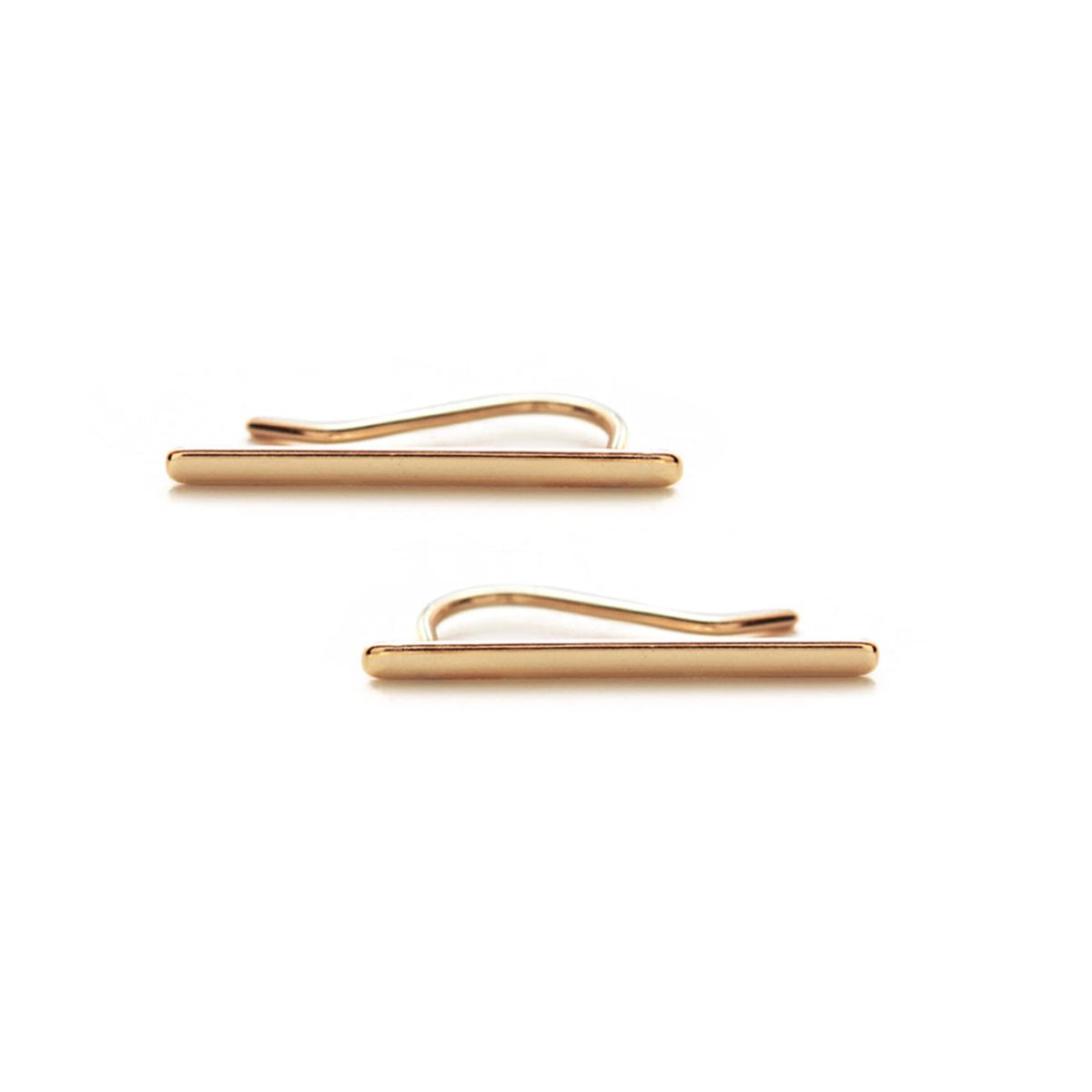 Rose Gold Bar Climber Earrings