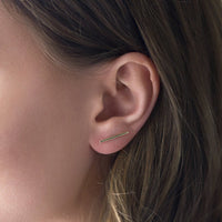 Rose Gold Bar Crawler Earrings