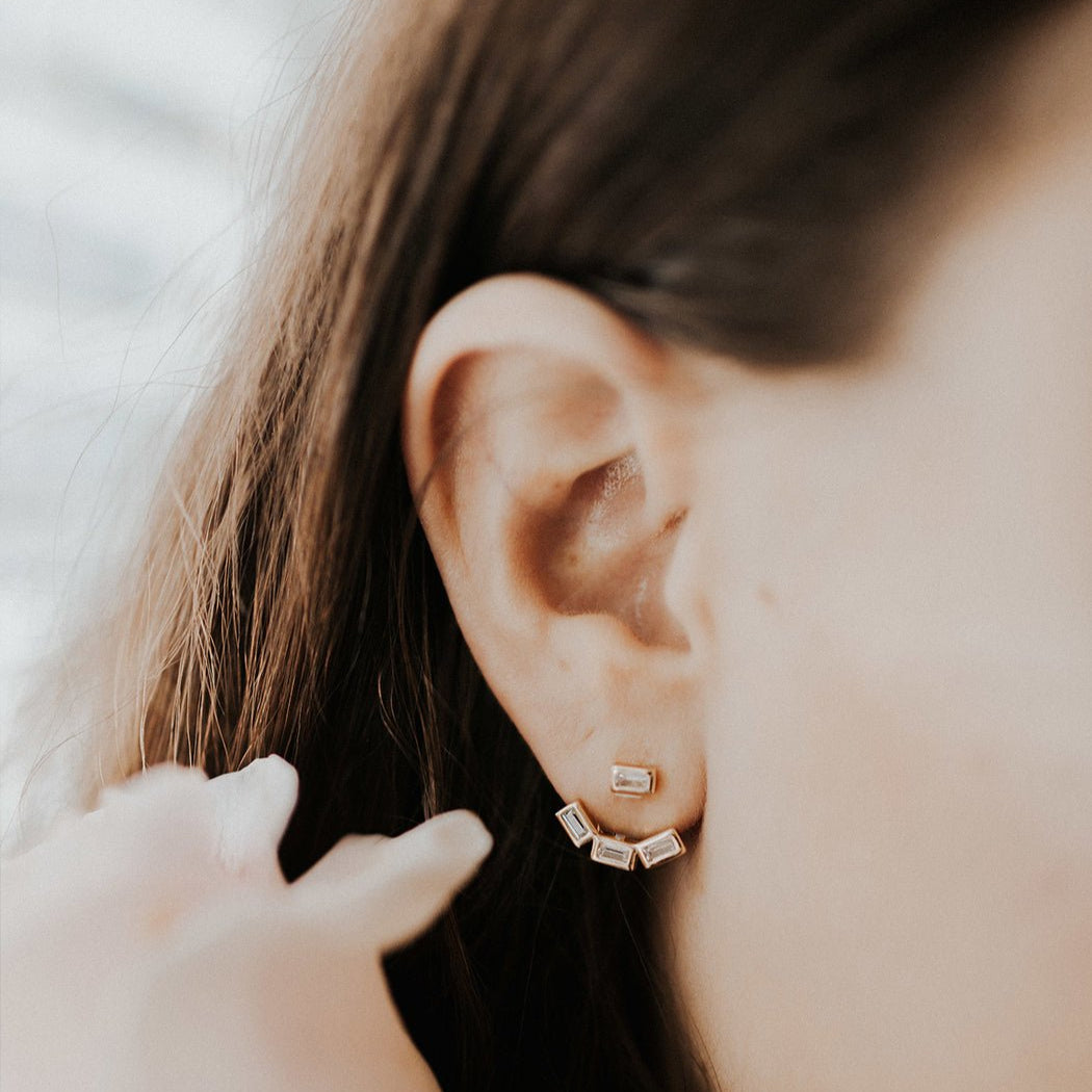 Rose Gold Ear Jacket Earrings