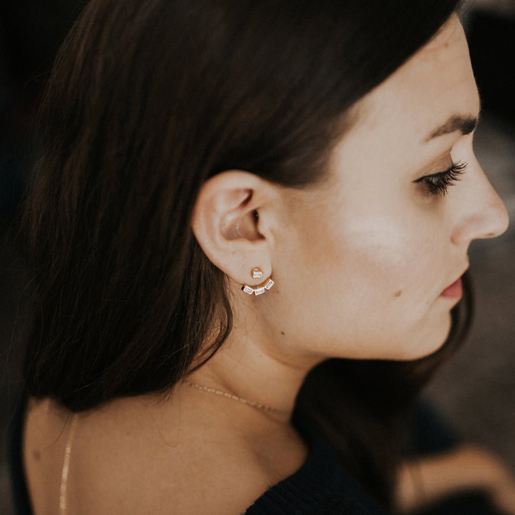 Baguette Ear Jacket, Earrings - AMY O. Jewelry