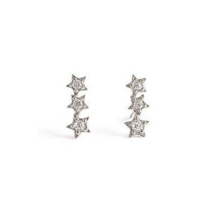 Tri Star Dainty Stud Earrings