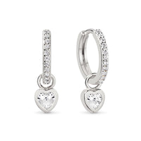 Dangling Heart Pave Huggie Hoops