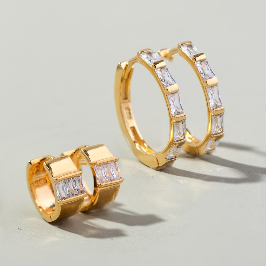 Thin Baguette Statement Hoops