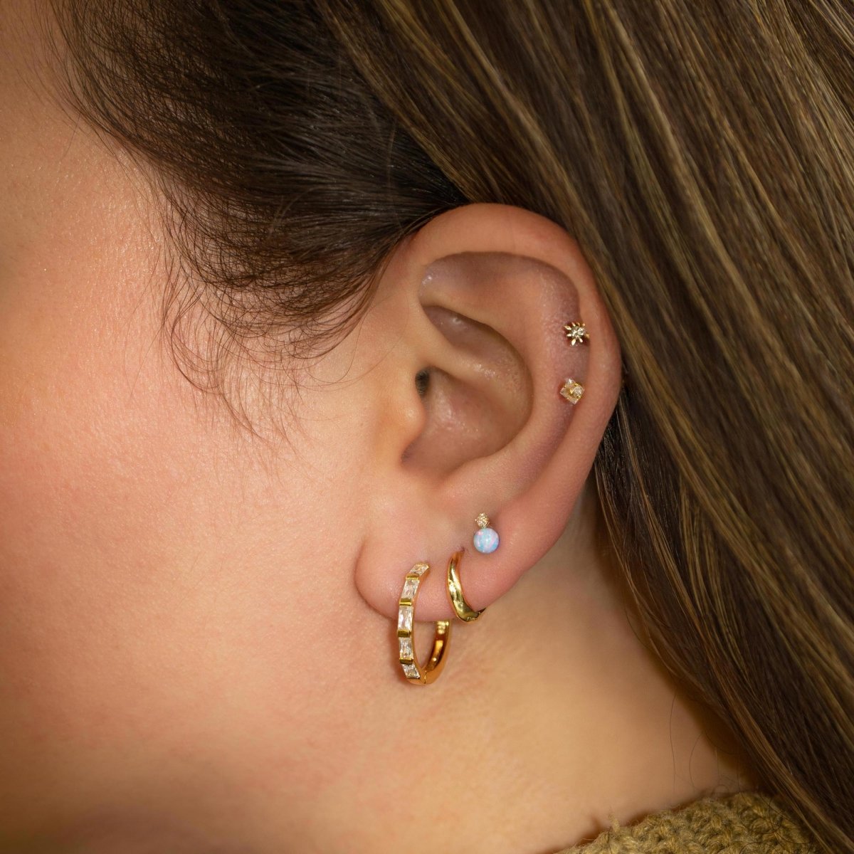 Thin Baguette Statement Hoops