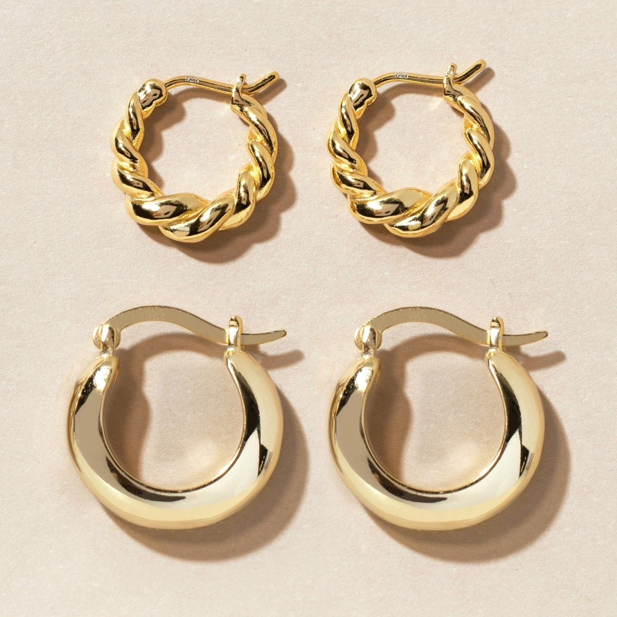Gold Hoop Earrings, Chunky Gold Hoops, Small Thick Hoop Earrings