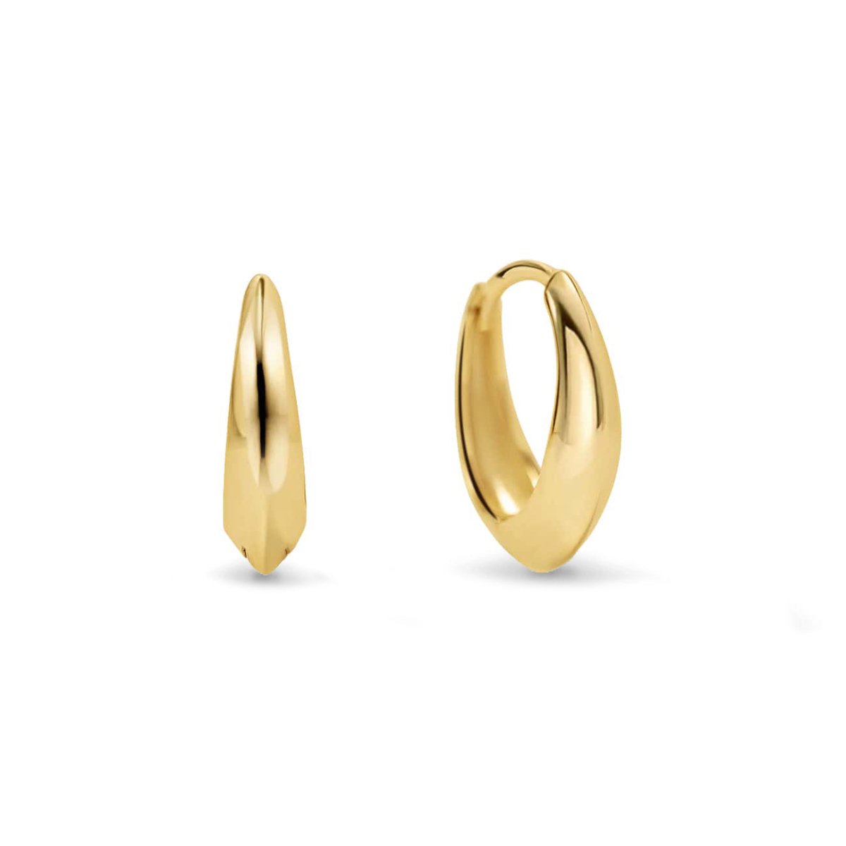 Beveled Teardrop Huggie Hoops