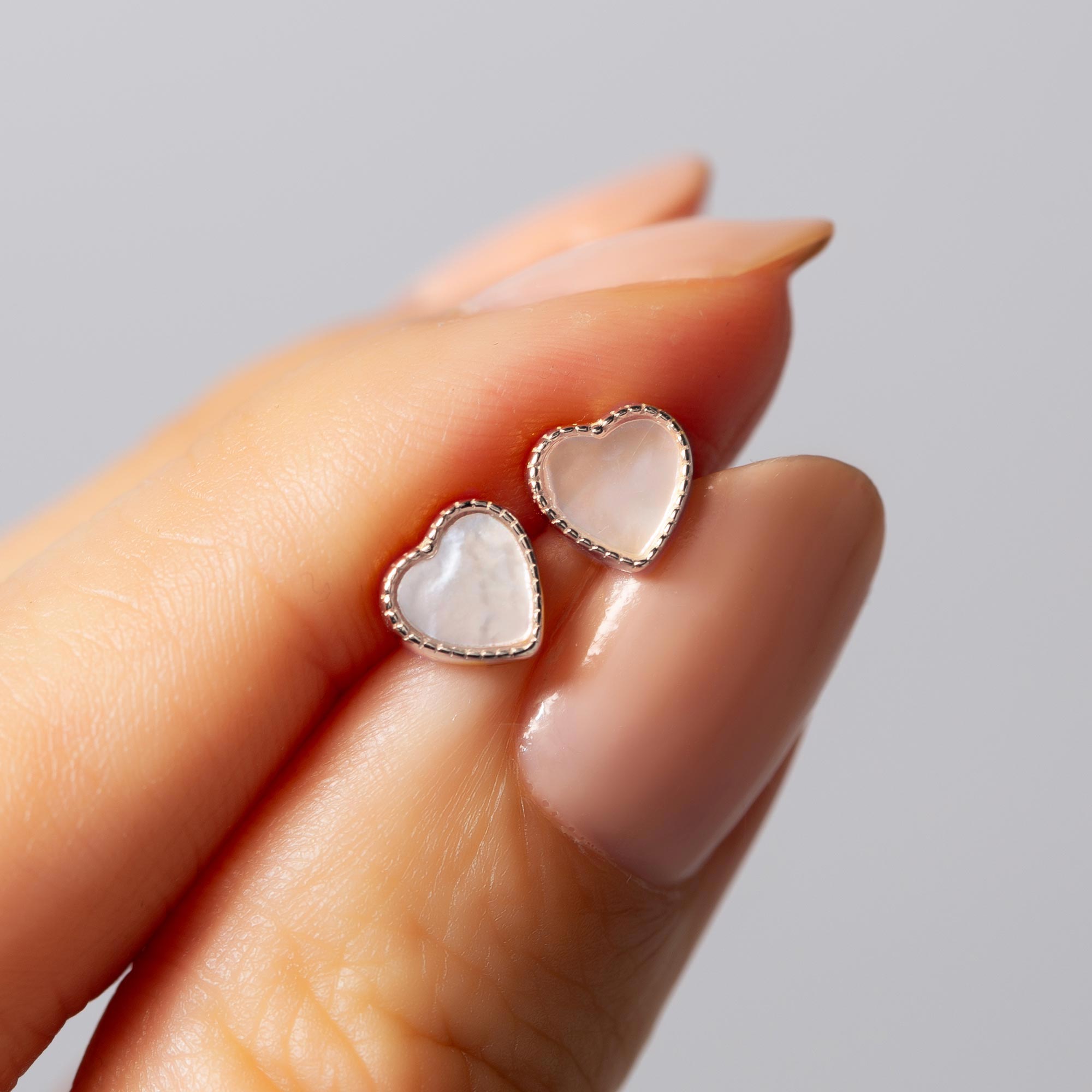 Mini Mother of Pearl Heart Studs