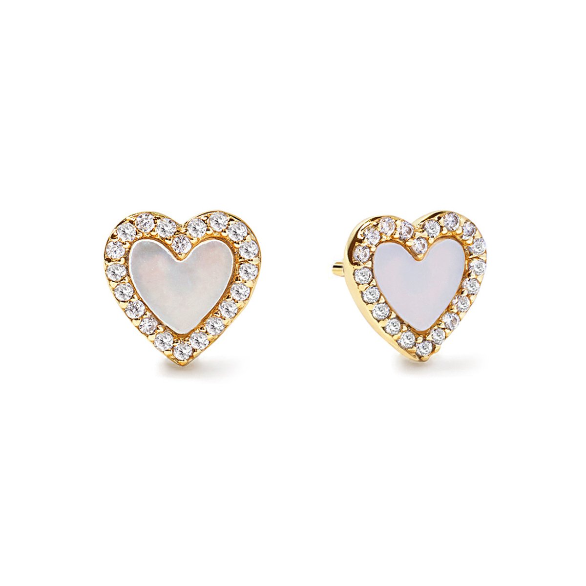 Mother of Pearl Halo Heart Studs