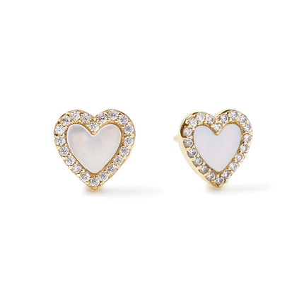 Mother of Pearl Halo Heart Studs