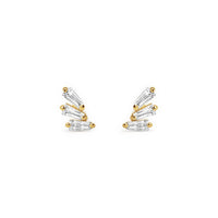 Tri Baguette Stud Earrings